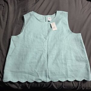 Gap Kids Linen Blend  Sleeveless Top  Girls XXL 14-16 Sea Teal Spring Easter